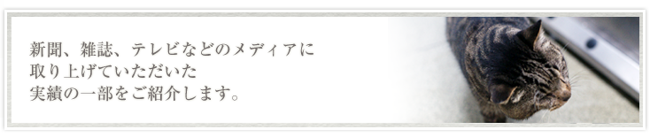 新聞、雑誌、テレビで取り上げていただいた実績の一部をご紹介します。