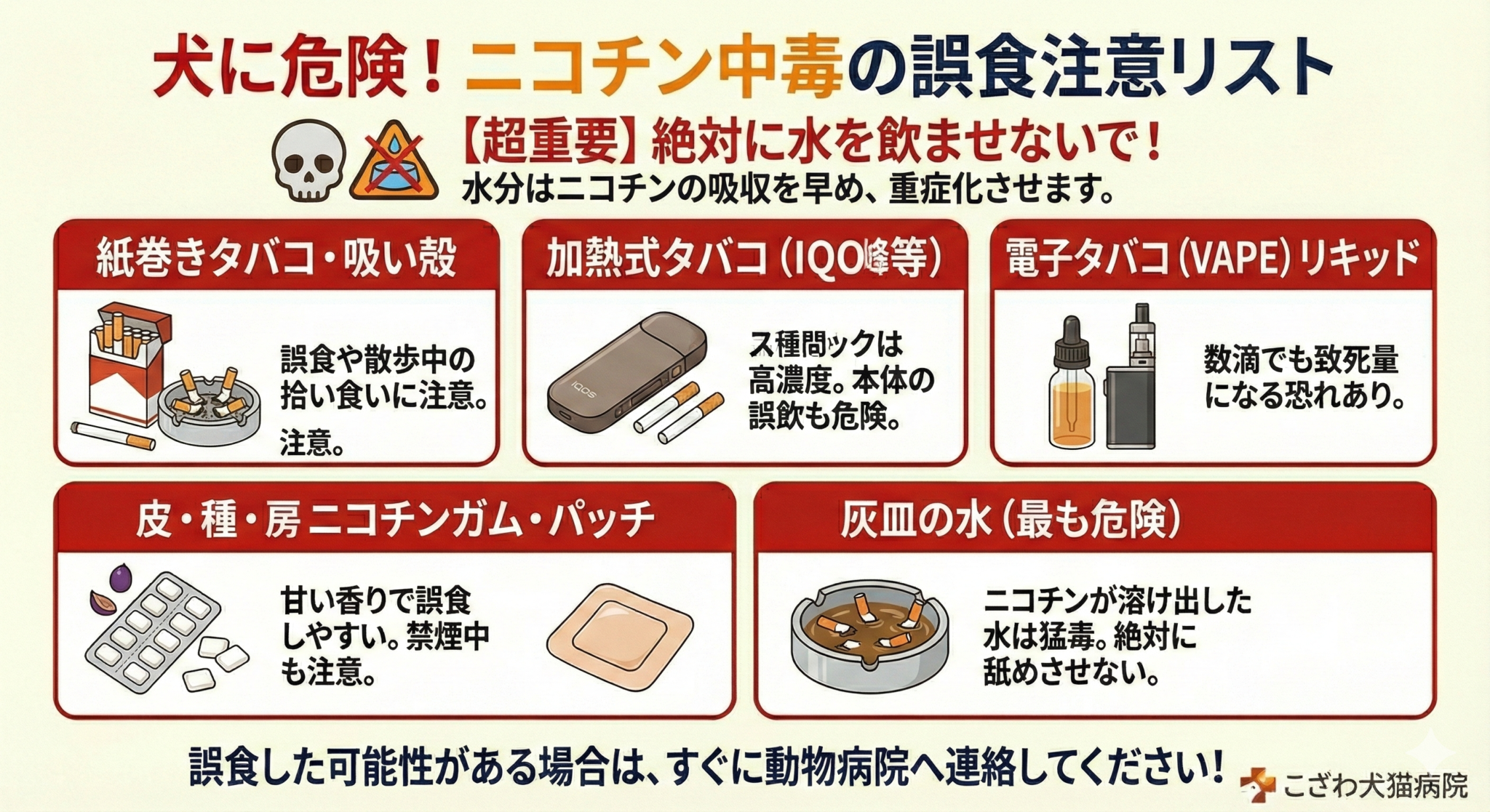 犬に危険！ニコチン中毒の誤食注意リスト