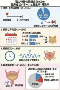猫の特発性膀胱炎　臨床症状パターンと発生再発率