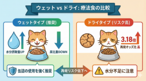 ドライフードとウエットフードによる発症率の違い