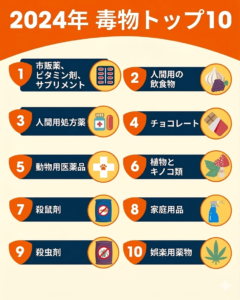 2024年版 ペットが誤飲しやすい危険な毒物・食べ物トップ10ランキング